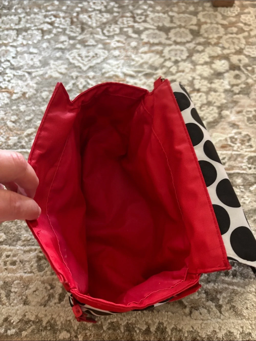 Red and Black Polka Dot Travel Bag for Dog’s Water